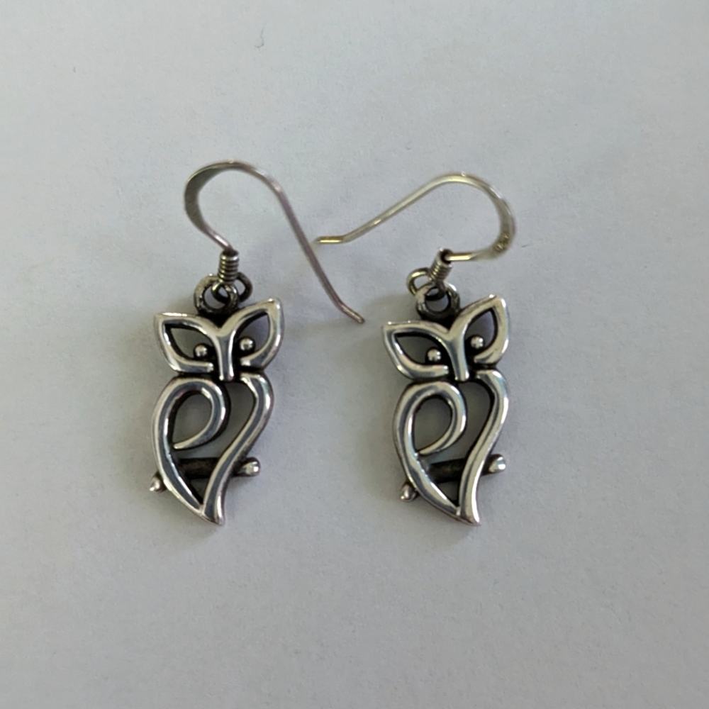 Sterling silver owl earrings
